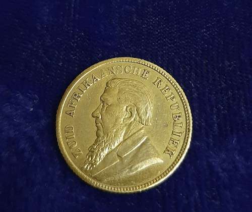 ** REPLICA : Gold-Plated 1896 Z.A.R Een Pond Coin w/ Presentation Case (Imitation).**