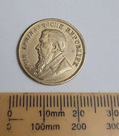 ** REPLICA : Gold-Plated 1896 Z.A.R Een Pond Coin w/ Presentation Case (Imitation).**