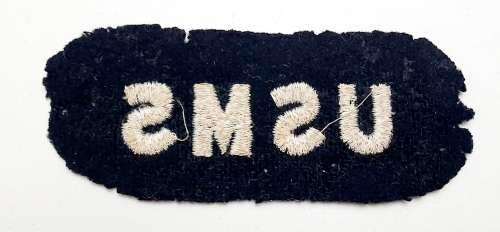 ** World War II : United States Maritime Service (USMS) Embroidered Shoulder Insigina.**