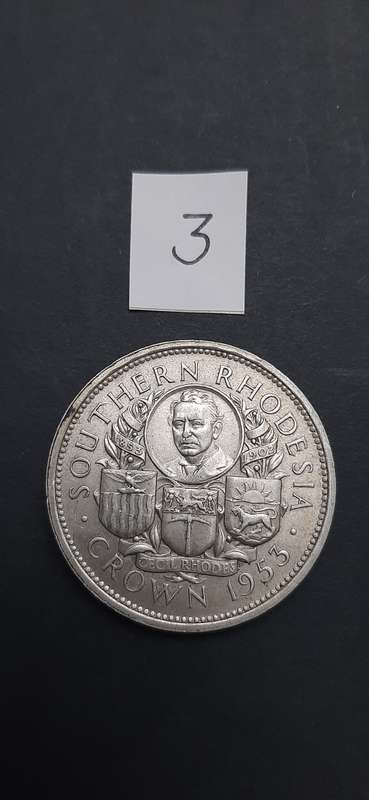 ** 1953 Southern Rhodesia (Rhodes Centenary) Silver 5 Shilling Coin #3 (VF).**