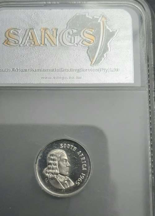 ** SANGS GRADED : Proof A1965 South Africa 5c Coin [ English ] (PF64).**