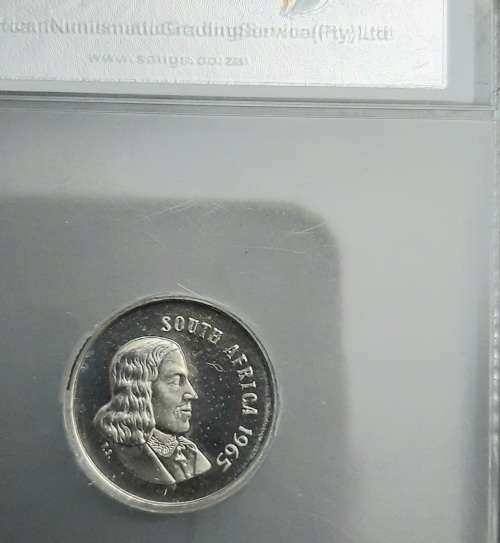 ** SANGS GRADED : Proof A1965 South Africa 5c Coin [ English ] (PF64).**