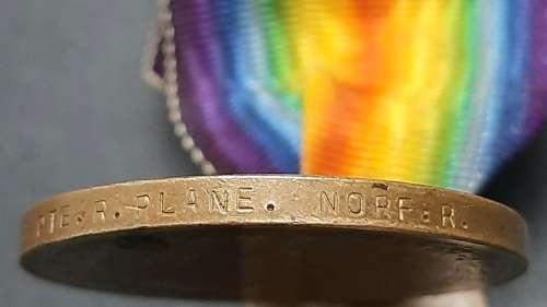 ** WWI (1914-1918) Victory Medal w/ Full-Length Silk Ribbon (Norfolk Regiment).**