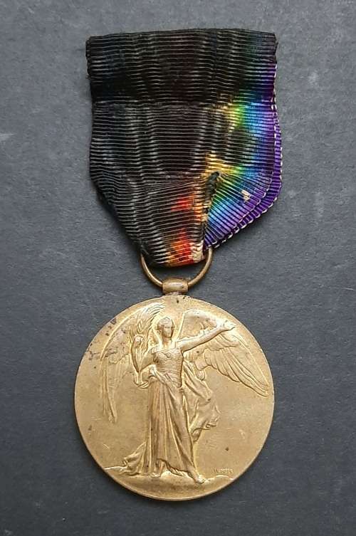 ** WWI (1914-1918) Victory Medal w/ Ink Stained Silk Ribbon (Royal Artillery).**