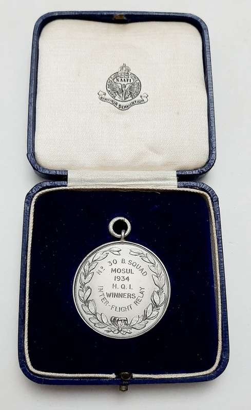 ** Royal Air Force .925 Silver Medallion : 1934 Mosul Flight Relay No.30 B Squadron (Birmingham).**