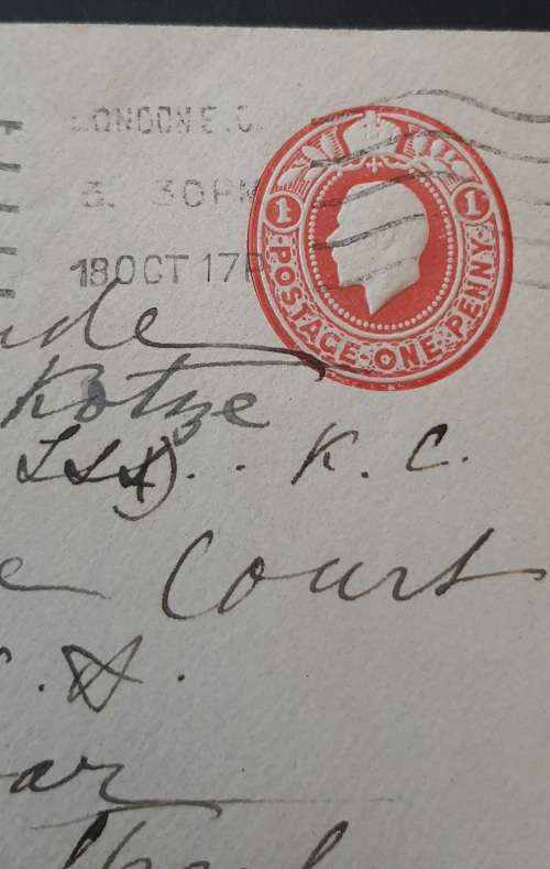 **RARE  : Letter Cover Addressed To Judge Sir John Gilbert Kotzé K.C. (18 October 1917).**