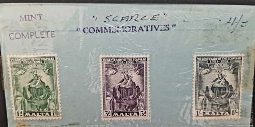** 1951 Malta VII Centenary of The Scapular Stamp Series x 3 Stamps (Unused).**