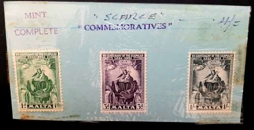 ** 1951 Malta VII Centenary of The Scapular Stamp Series x 3 Stamps (Unused).**