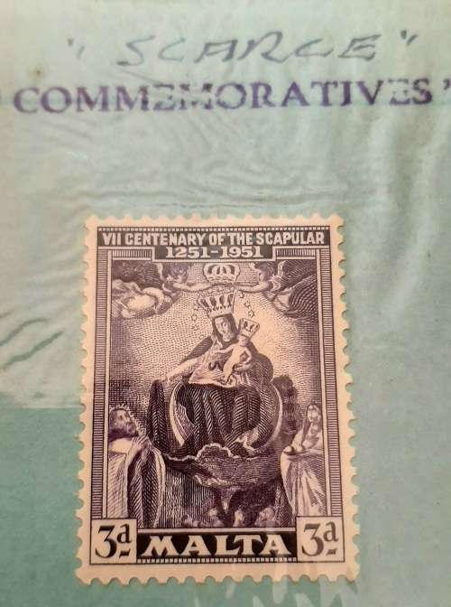 ** 1951 Malta VII Centenary of The Scapular Stamp Series x 3 Stamps (Unused).**