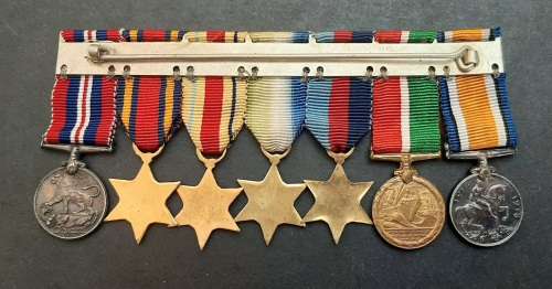 ** WWI and WWII British Mounted Miniature Medals with (Mercantile Marine Medal) [x7].**