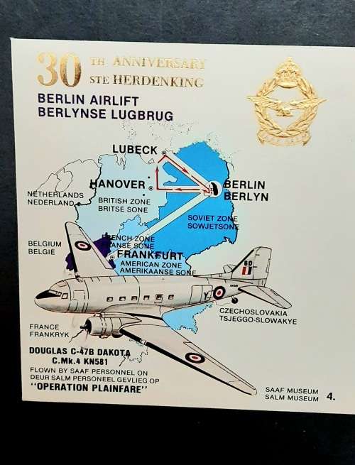 ** 30th Anniversary Berlin Airlift : South African Air Force FDC w/ Insert (6299 of 10 000).**