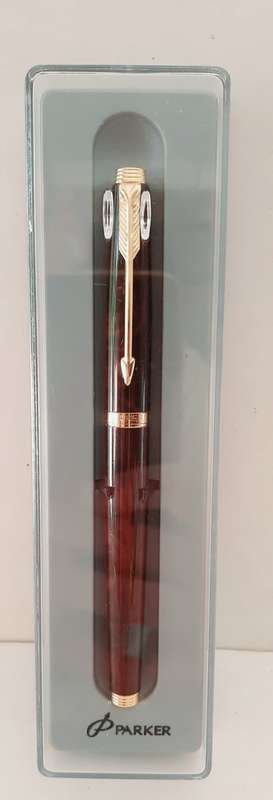 ** Vintage `Tortoise Shell` Parker Pen w/ 14K Gold Nib (585) and Case **