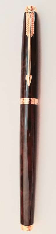 ** Vintage `Tortoise Shell` Parker Pen w/ 14K Gold Nib (585) and Case **