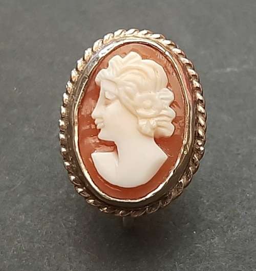 ** STUNNING: Ladies` 9ct Gold Filigree Conch Shell Cameo Ear-Rings (4,84 g).**