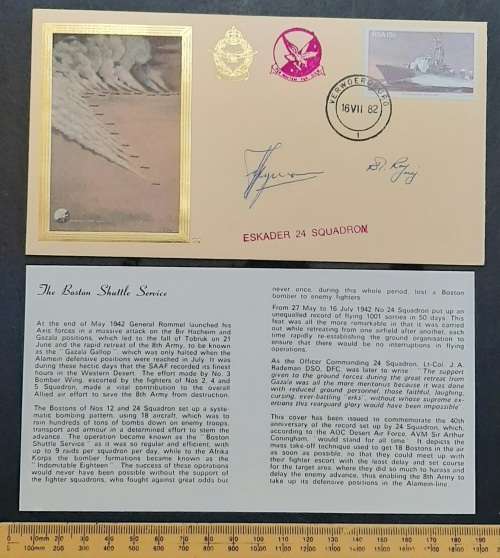 ** South African Air Force: 24 Squadron ` Boston Shuttle Service` FDC Signed w/ Insert.**