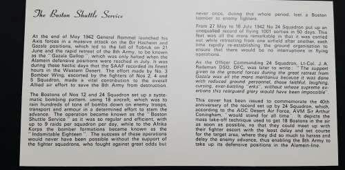 ** South African Air Force: 24 Squadron ` Boston Shuttle Service` FDC Signed w/ Insert.**
