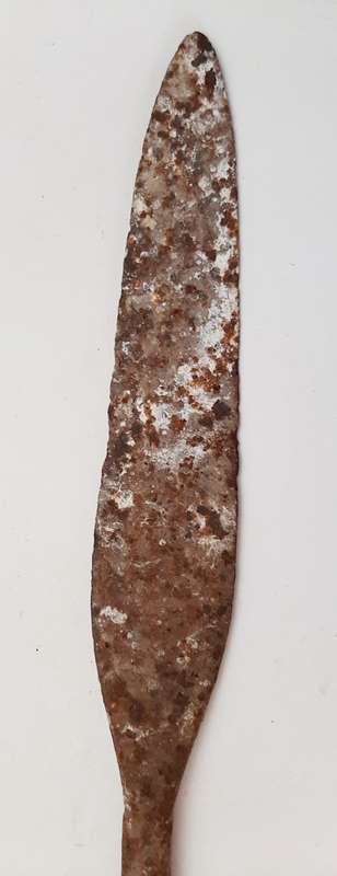 ** Late 19th Century Zulu  `Umkhonto` Forged Iron Throwing Spear Head (46cm).**