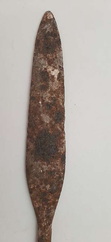 ** Late 19th Century Zulu  `Umkhonto` Forged Iron Throwing Spear Head (46cm).**