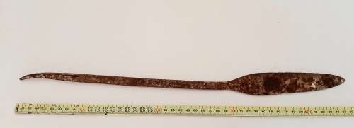 ** Late 19th Century Zulu  `Umkhonto` Forged Iron Throwing Spear Head (46cm).**