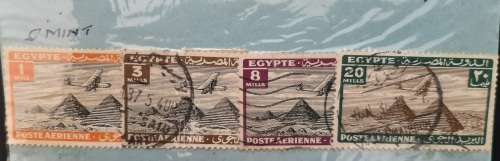 ** 1938 Egypt Airmail Stamps (3 x USED and 1 x MINT).**