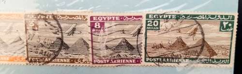** 1938 Egypt Airmail Stamps (3 x USED and 1 x MINT).**