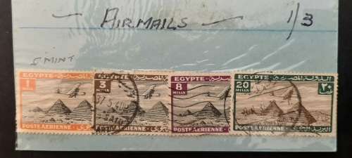 ** 1938 Egypt Airmail Stamps (3 x USED and 1 x MINT).**