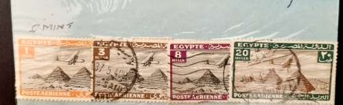 ** 1938 Egypt Airmail Stamps (3 x USED and 1 x MINT).**