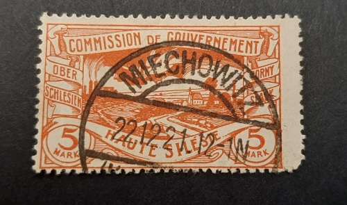 1920 French Zone Upper Silesia 5 Mark Stamp
