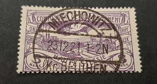1920 French Zone Upper Silesia 3 Mark Stamp.