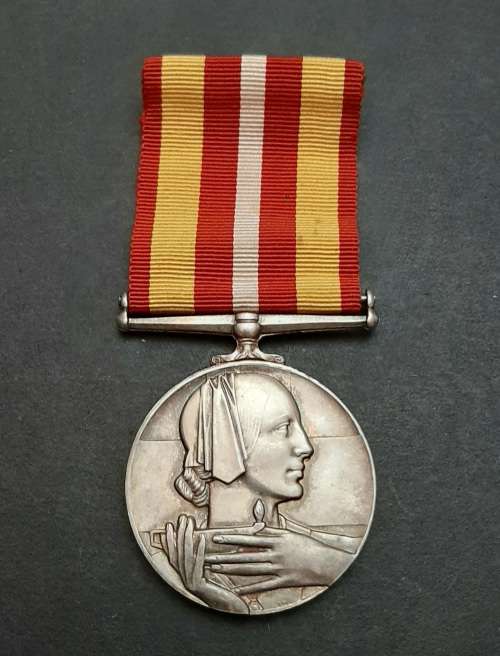 ** .925 Silver Red Cross Voluntary Medical Service Medal w/ Ribbon (45.23g).**