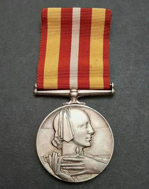 ** .925 Silver Red Cross Voluntary Medical Service Medal w/ Ribbon (45.23g).**