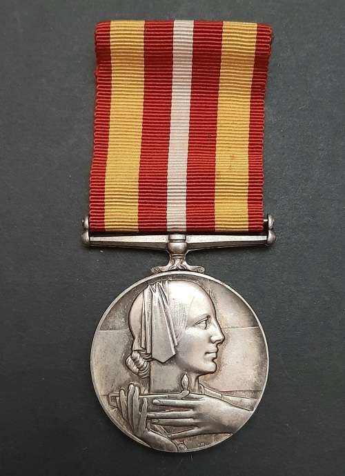** .925 Silver Red Cross Voluntary Medical Service Medal w/ Ribbon (45.23g).**