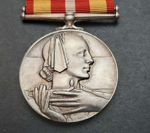 ** .925 Silver Red Cross Voluntary Medical Service Medal w/ Ribbon (45.23g).**