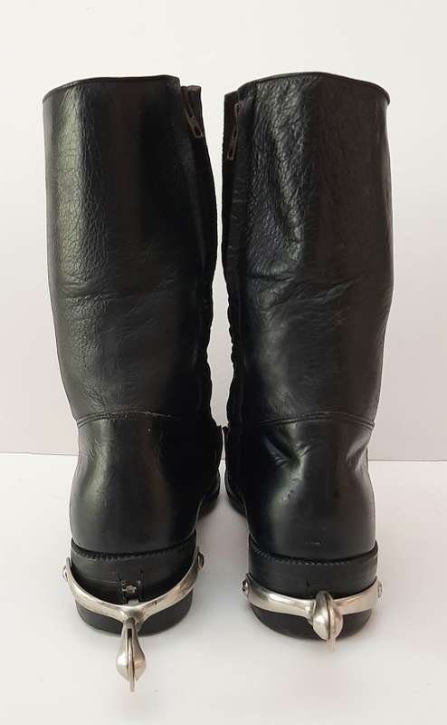 ** Rhodesian Bush War: BSAP Officer`s Step-Out Black Leather Boots w/ Spurs (Size 41 / 8 ).**