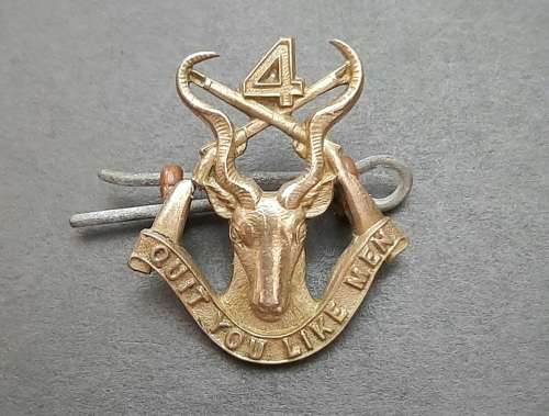 ** SCARCE: 1903-05   4th Battalion Transvaal School Cadets Collar Badge w/ Pin.**