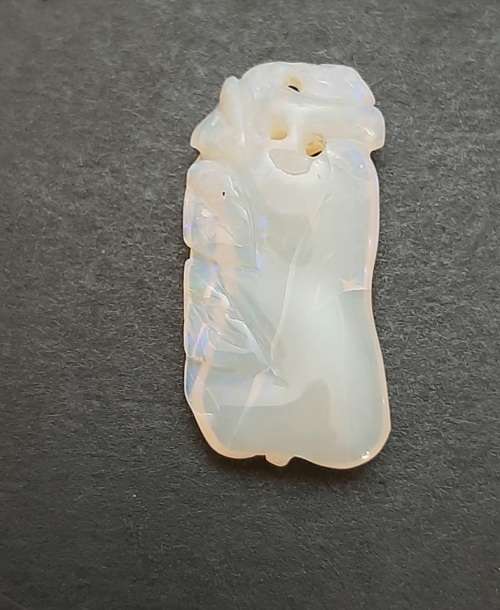 ** STUNNING- Late 19th Century Chinese White `Milky` Opal Pendants (26.55 carats).**