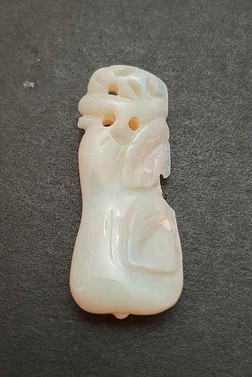 ** STUNNING- Late 19th Century Chinese White `Milky` Opal Pendants (26.55 carats).**