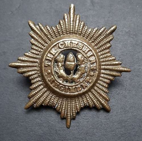 ** 1922 Cheshire Regiment Brass Cap Badge (Lugs Intact).**