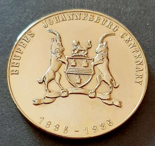 ** 1886-1986 Eeufees/ Centenary Rand Pioneers of Johannesburg Bronze Medallion (34.28g).**
