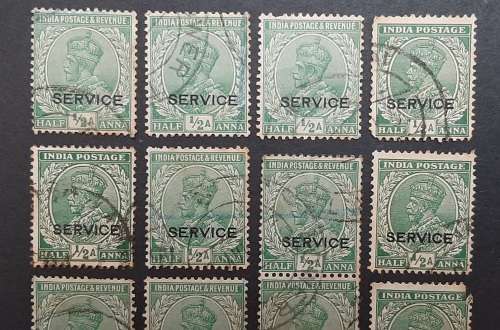 ** Lot India 1926  KGV ½ Anna Stamps x14 (USED).**