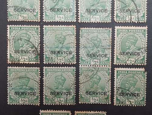 ** Lot India 1926  KGV ½ Anna Stamps x14 (USED).**