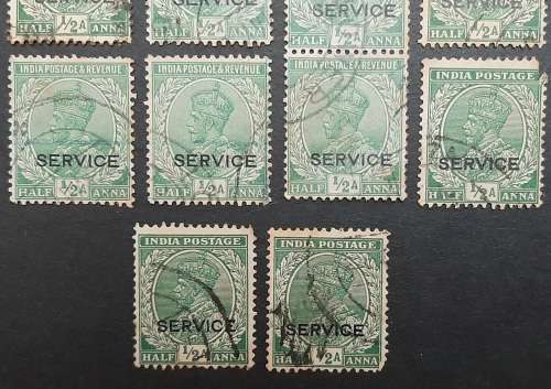 ** Lot India 1926  KGV ½ Anna Stamps x14 (USED).**