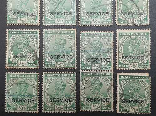 ** Lot India 1926  KGV ½ Anna Stamps x14 (USED).**