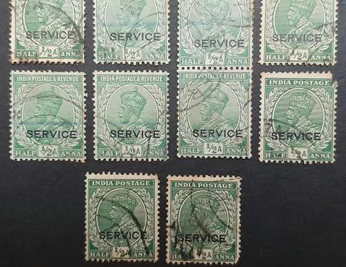 ** Lot India 1926  KGV ½ Anna Stamps x14 (USED).**