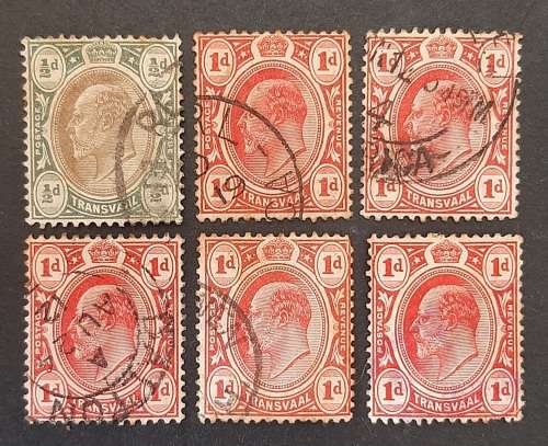 ** Lot 1908  KEVII Transvaal Colony ½d & 1d Stamps x6 (USED).**