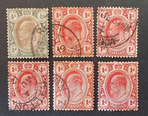 ** Lot 1908  KEVII Transvaal Colony ½d & 1d Stamps x6 (USED).**