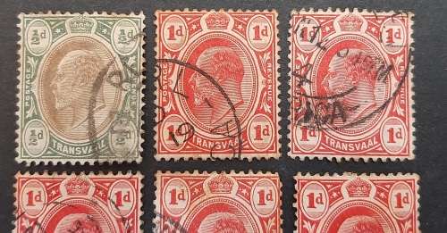 ** Lot 1908  KEVII Transvaal Colony ½d & 1d Stamps x6 (USED).**