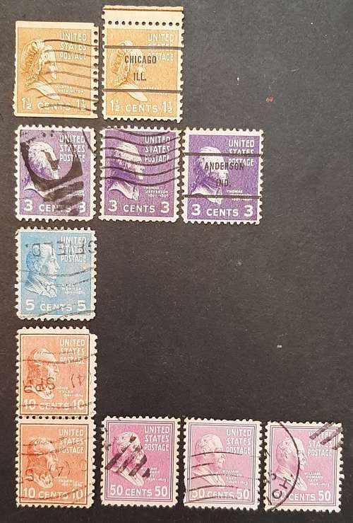 ** Lot 1938 U.S. Presidential Series Stamps x 11 (USED).**
