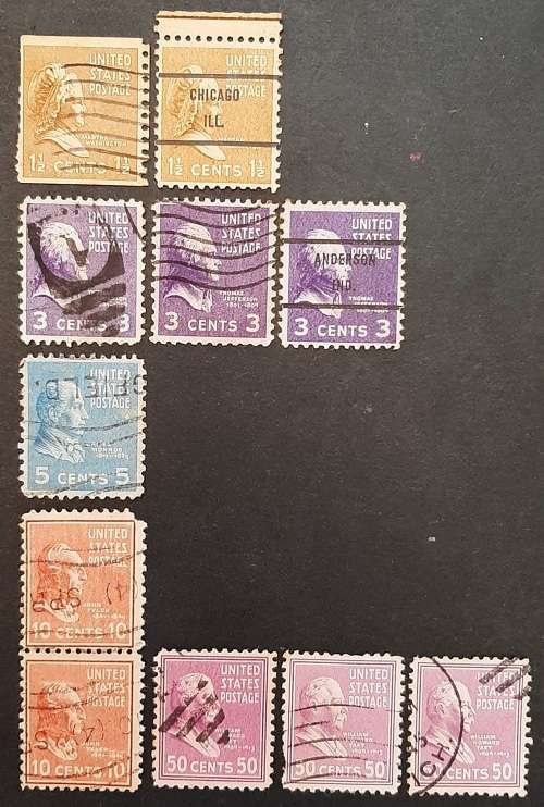 ** Lot 1938 U.S. Presidential Series Stamps x 11 (USED).**