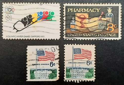 ** Lot 1970s United States Postage Stamps x 4 (USED).**